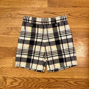 Janie and Jack Plaid Shorts - Black, White, Yellow 2T